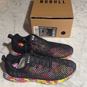 NOBULL Black Diamond Mesh Runner Sneakers with Floral pattern